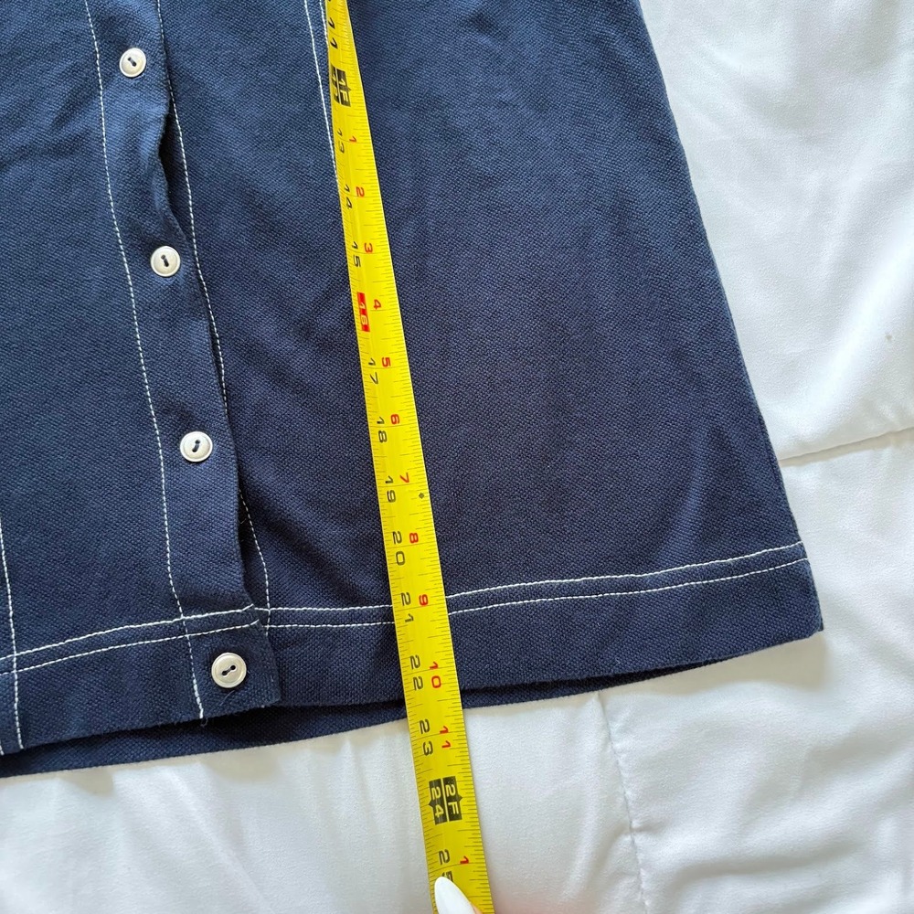 Vintage 90s Blue Button Front Top Blouse Small 100% Cotton European‎ Summer - Picture 3 of 5